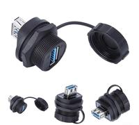 BlissfulAbode USB 3.0 Panel Mount Adapter IP67 Waterproof Dual Female Connector Flame Retardant PA66 Insulator Robust Interface for Communication Devices Outdoor Tools 13/16-28UNS