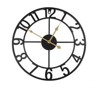 BlissfulAbode Wall Clock Metal Garden Wall Clock Large Numbers Easy Read Indoor Outdoor For Patios And Gardens And Weather Resistant For Garden Patio Porch Bedroom Living(D)