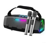 BlissfulAbode Wireless Karaoke Speaker System 40W Output Dual Microphones Long Battery Life RGB Light(Black)