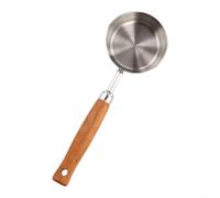 BlissfulAbode Wood Handle Butter Warmer Pot 22cm Leak-Free | 22cm compact size, dual pour spouts, no-drip design, stainless steel body, wooden handle