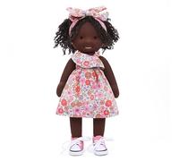 BlissfulPixie Handmade Birthday Gift for Girls Black Doll Waldorf Collection Rag Doll with Exquisite Box - Dezi 12"