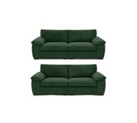 BlissFurniture Ltd Amalfi 3+2 Seater Sofa Set In Green Fabric With Memory Foam Seating