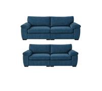 BlissFurniture Ltd Amalfi 3+2 Seater Split Sofa Soft Fabric In Blue