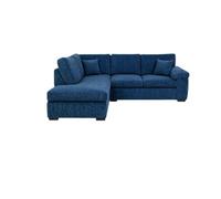 BlissFurniture Ltd Amalfi Left Hand 4 Seater Corner Sofa In Blue Fabric With Foam Seating & Modern Design