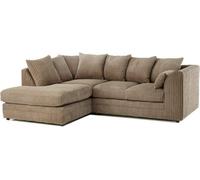 BlissFurniture Ltd Bliss Furniture Beige Jumbo Cord 4 Seater Left Hand Corner Sofa Scatter Back Design Compact And Comfortable