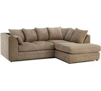 BlissFurniture Ltd Bliss Furniture Beige Jumbo Cord 4 Seater Right Hand Corner Sofa Scatter Back Design Compact And Comfortable Sofa