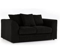 BlissFurniture Ltd Bliss Furniture Black Jumbo Cord 2 Seater Sofa Compact Size With Scatter Back Cushions