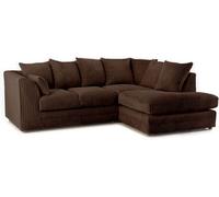 BlissFurniture Ltd Bliss Furniture Brown Jumbo Cord 4 Seater Right Hand Corner Sofa Scatter Back Design Compact And Comfortable Sofa