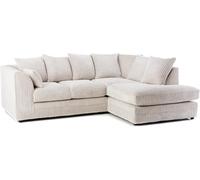 BlissFurniture Ltd Bliss Furniture Cream Jumbo Cord 4 Seater Right Hand Corner Sofa Scatter Back Design Compact And Comfortable Sofa