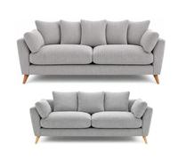 BlissFurniture Ltd Bliss Furniture Harlow Jumbo Cord 3+2 Seater Sofa Set, Modern Tailored Design Bring Comfort In Silver