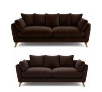 BlissFurniture Ltd Bliss Furniture Harlow Jumbo Cord 3+2 Seater Sofa Set, Modern Tailored Design Bring Comfort In Brown