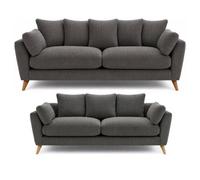 BlissFurniture Ltd Bliss Furniture Harlow Jumbo Cord 3+2 Seater Sofa Set, Modern Tailored Design Bring Comfort In Grey