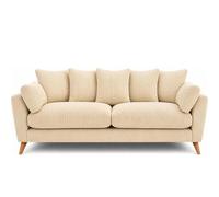 BlissFurniture Ltd Bliss Furniture Harlow Jumbo Cord 3 Seater Sofa, Modern Tailored Design, Plush Seating Ribbed Texture In Cream