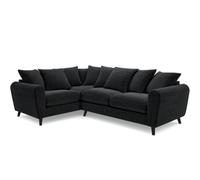 BlissFurniture Ltd Bliss Furniture Harlow Jumbo Cord Left Hand Dual Arm Corner Sofa, Modern Design Suitable For Living Room In Black