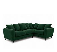 BlissFurniture Ltd Bliss Furniture Harlow Jumbo Cord Right Hand Dual Arm Corner Sofa, Modern Design Comfortable Memory Foam Seating In Green