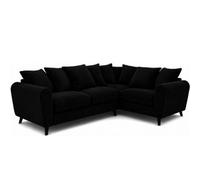 BlissFurniture Ltd Bliss Furniture Harlow Jumbo Cord Right Hand Dual Arm Corner Sofa, Modern Design Comfortable Memory Foam Seating In Black