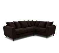 BlissFurniture Ltd Bliss Furniture Harlow Jumbo Cord Right Hand Dual Arm Corner Sofa, Modern Design Comfortable Memory Foam Seating In Brown