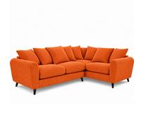 BlissFurniture Ltd Bliss Furniture Harlow Jumbo Cord Right Hand Dual Arm Corner Sofa, Modern Design Comfortable Memory Foam Seating In Orange