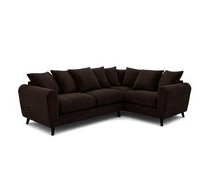 BlissFurniture Ltd Bliss Furniture Harlow Jumbo Cord Right Hand Dual Arm Corner Sofa, Modern Design Comfortable Memory Foam Seating In Brown