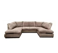 BlissFurniture Ltd Bliss Furniture Jumbo Cord U Shape Sofa In Beige Color, High Back Design, Memory Foam Seating, Spacious Modular Sofa