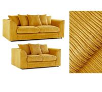 BlissFurniture Ltd Jumbo Cord 3+2 Seater Sofa Set With Soft Fabric In Mustard Colour