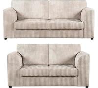 BlissFurniture Ltd Jumbo Cord High Back 3+2 Seater Sofa Set Luxury Comfort & Modern Style In Cream