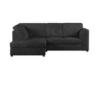 BlissFurniture Ltd Jumbo Cord High Back Left Hand 4 Seater Corner Sofa Luxury Comfort & Modern Style In Black