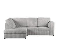 BlissFurniture Ltd Jumbo Cord High Back Left Hand 4 Seater Corner Sofa Luxury Comfort & Modern Style In Silver