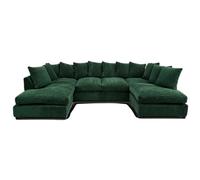 BlissFurniture Ltd Jumbo Cord U Shaped Scatter Back Sofa In Green Colour 6 To7 Seater Designed For Spacious Lounging, Everyday Comfort