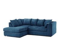 BlissFurniture Ltd Left Hand L Shape Scatter Back Corner Sofa In Blue Jumbo Cord Fabric