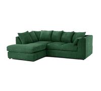 BlissFurniture Ltd Left Hand L Shape Scatter Back Corner Sofa In Green Jumbo Cord Fabric