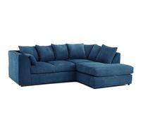 BlissFurniture Ltd Right Hand L Shape Scatter Back Corner Sofa In Blue Jumbo Cord Fabric