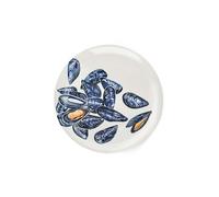 BlissHome Creatures Ceramic Round Platter with Mussels Design 36cm in White BlissHome White
