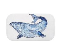 BlissHome Creatures In Bathmat Whale Blue - Non-Slip Bath Mat with Suction Cups, Printed Polyester Encapsulated in Rubber, 70×40 cm, Hand Wash Only
