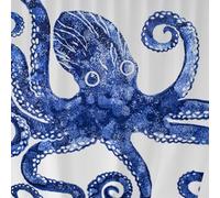 BlissHome Creatures Octopus Shower Curtain - 100% Polyester Fabric, Blue Octopus Design, 180×180 cm, Machine Washable Bathroom Curtain