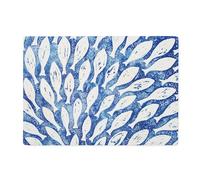 BlissHome Creatures Shoal Fish Bathmat - Soft Absorbent Bathroom Mat with Non-Slip Rubber Backing, Blue Shoal Fish Design, 100% Polyester, 60×43 cm, Machine Washable