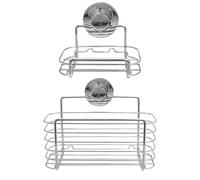 BlissHome Lock n Roll Soap Dish & Rectangular Basket Set in Silver BlissHome Silver