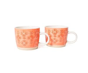 BlissHome Nadiya Hussain Mug Embossed red Set of 2