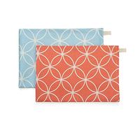 BlissHome Nadiya Hussain Pattern Cotton Tea Towels set of 2 Blue/Red, 70x50cms