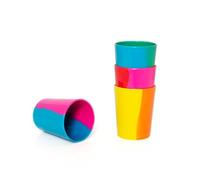 BlissHome Pure Prue Leith Melamine Tumblers Set of 4 - Vibrant, Unique Colours, Perfect for Indoor & Outdoor Use - Durable, Contemporary Design with 4 Distinct Colourways