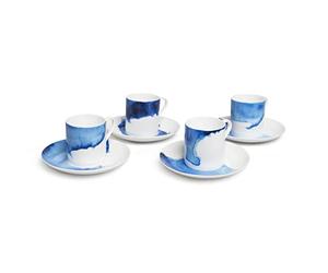 BlissHome Rick Stein Coves of Cornwall - 4 Piece Espresso Cup & Saucer Set - Bone China - Featuring Beautiful Designs Inspired by the Land and Seascape of Cornwall