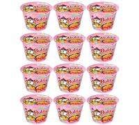 Blissify -Korean Import Hot Chicken Flavour Carbo nara Noodles Cups - Fire Fried Hot Spicy PINK Noodle (80g x 12) - By Buldak