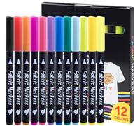 BLISSIQUEE Fabric Pens Permanent for Clothes 12Pcs, 12 Color Laundry Pen Washable Resistant Fabric Paint Pens for T Shirt Design Kit Canvas Tote Bag Pillowcases Plain Cotton Bags Shoes DIY Crafting