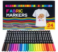 BLISSIQUEE Fabric Pens Permanent for Clothes 24Pcs, 24 Color Laundry Pen Washable Resistant Fabric Paint Pens for T Shirt Design Kit Canvas Tote Bag Pillowcases Plain Cotton Bags Shoes DIY Crafting