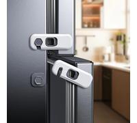 Blissleaf 2 Pack Child Proof Refrigerator Lock, Fridge Locks for Kids with Sticky Adhesive Pads, Child Safety Locks for Doors, RV Refrigerator, Oven Lock Child Safety Baby Cabinet Locks (Grey)