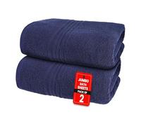 BlissLo Jumbo Bath Sheets 2 Pack, Durable, Soft, 600 GSM, 100% Cotton Extra Large Bath Towels Set of 2, Super Absorbent, Quick Dry, Washable, Hotel Quality, Salon, Spa, Gym, Beach - 90x180cm (Blue)