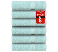 BlissLo Luxury Aqua Hand Towel 6 Pack Ultra Soft, Durable, Fade Resistant, 100% Cotton, Highly Absorbent, Quick Dry Hand Towels for Bathroom, Kitchen, Hotel, Salon, Spa, Travel, Gym - 40x70cm (Aqua)