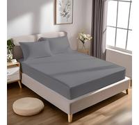 Blisslo Super King Fitted Sheet Cotton - 30cm Deep Superking Fitted Sheet, Snug Fit Elastic, Breathable Hotel Quality, Soft, Wrinkle Resistance, Cotton Fitted Sheets Super King Size - (180x190 - Grey)