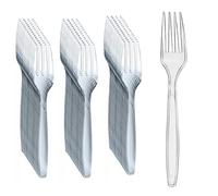 BlissMart 100 Pcs Clear Forks Cutlery Set Heavy Duty Cutlery Set Premium Quality Washable & Reusable Durable BPA-Free Utensils for Everyday Dining and Kitchen Use Perfect for for All Occasion