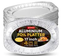 BlissMart Foil Platters 20pk Large Aluminium Foil Platter Serving Party Trays Oven and Freezer Safe Reusable Serving Platter Set Recyclable Trays Multipack